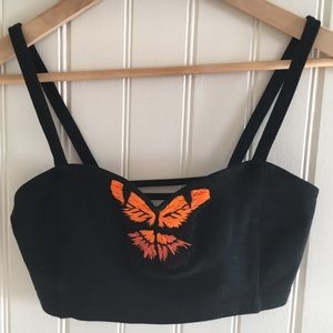 EMBROIDERED MONARCH BUTTERFLY CROP TOP BRALETTE